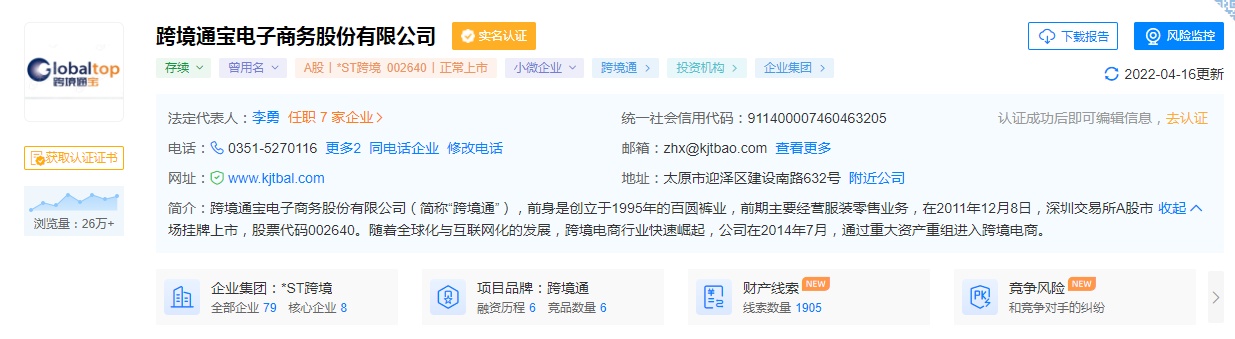 *ST跨境将参加2022年投资者网上集体接待日活动