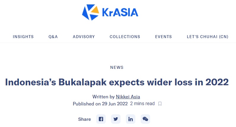 Bukalapak预计今年将亏损1.5万亿印尼盾