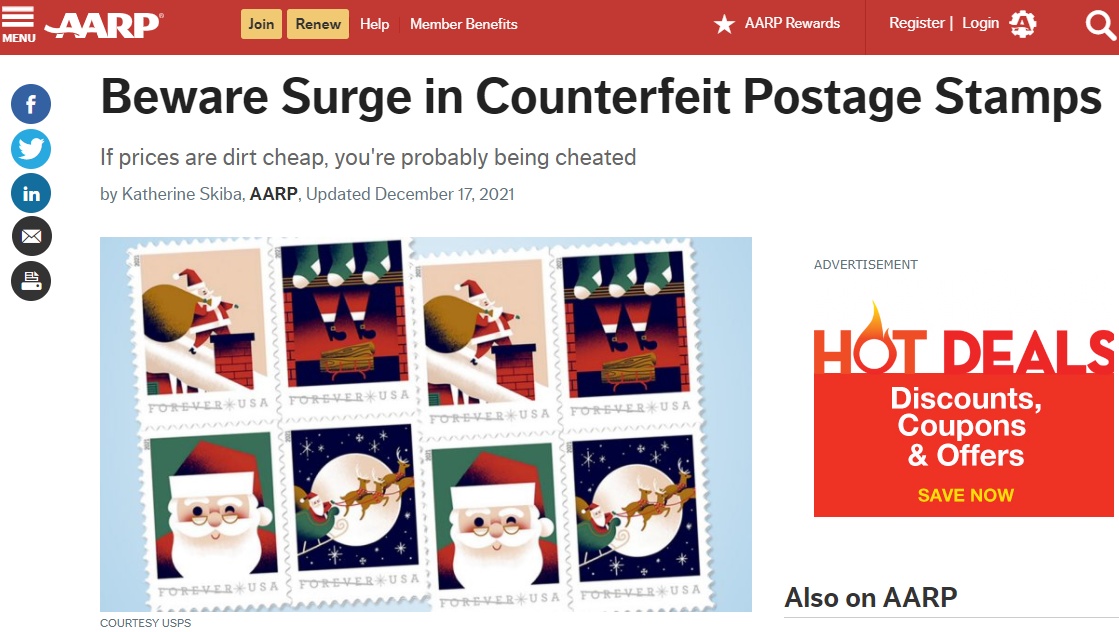 Beware Surge in Counterfeit Postage Stamps ​​